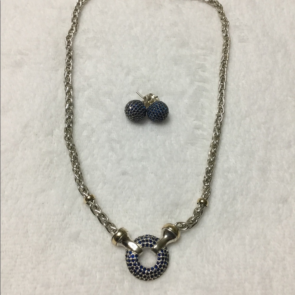 NEW 925 S.S. and gold necklace and earrings set